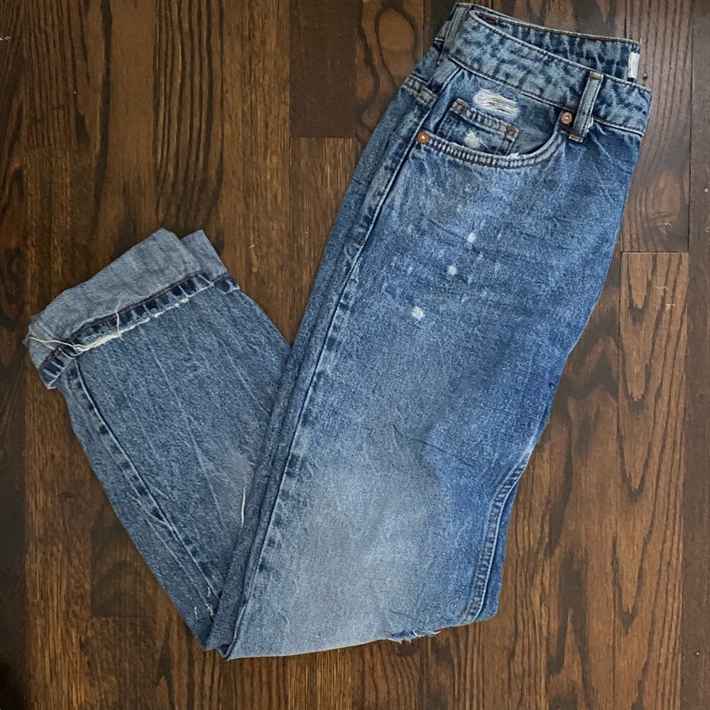 Free People Distressed Straight Leg Jean